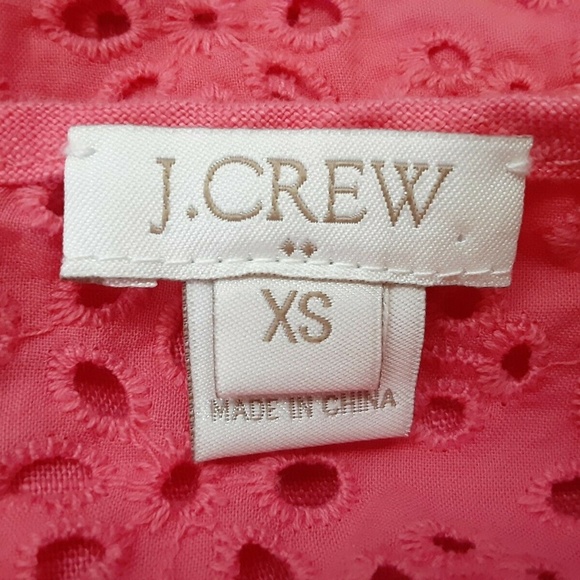J. CREW Vintage Pink or Coral Linen and Lace Eyelet Boho Peasant Blouse Size XS - Picture 4 of 8